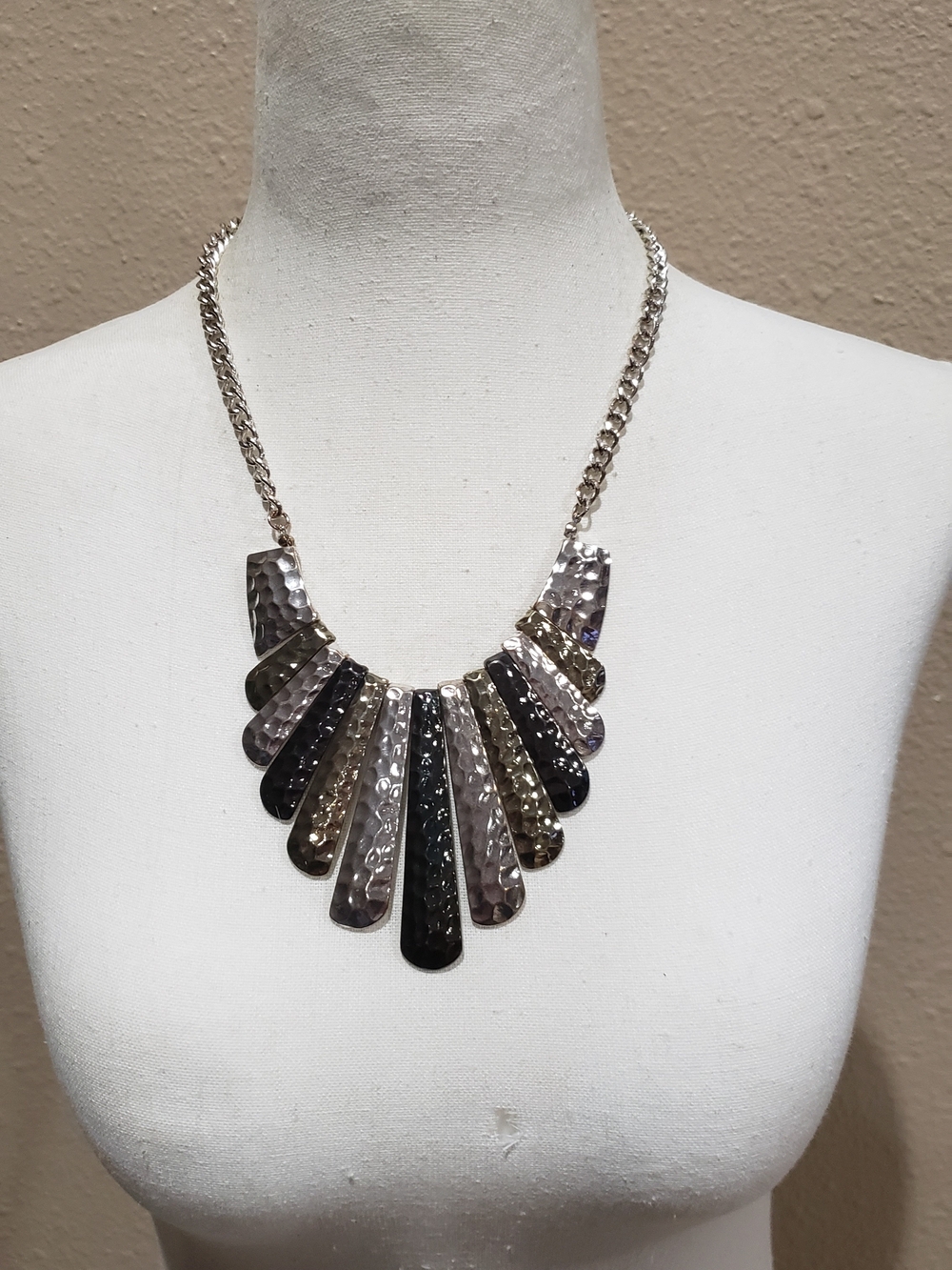 Hammered Panels Statement Necklace